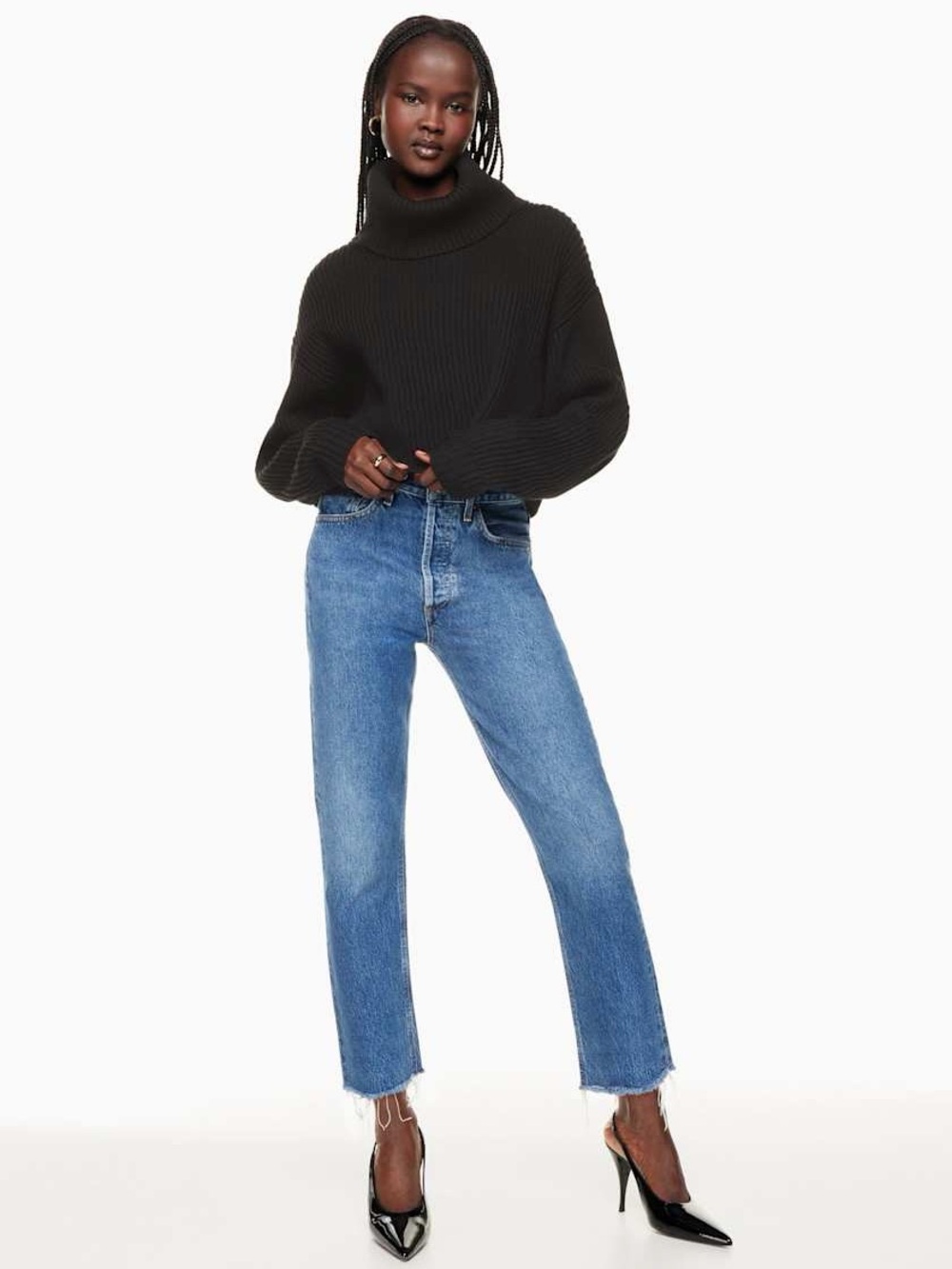 Agolde Medium Blue High-Rise Straight Leg Jeans